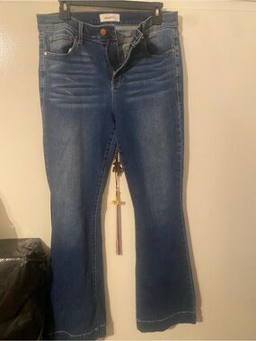 Level 99 Mid-Rise Flare Jeans in Medium Blue Wash